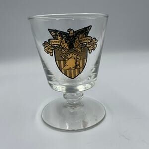 Federal Camelot Cocktail Glass Gold Coat of Arms West Point Military Academy MCM